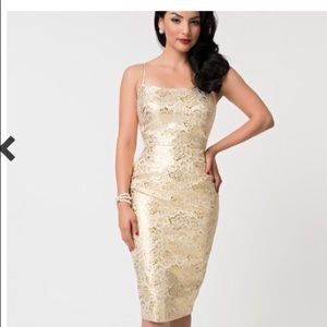 Barbie x Unique Vintage Gold Dress